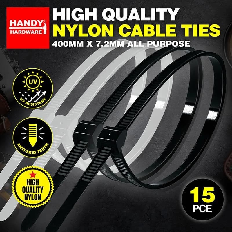 Cable Ties Black & Clear Assorted In Carton 400mm x 7.6mm 15pc