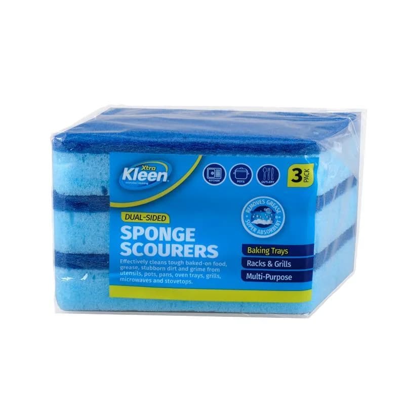 Sponge with Top Scourer 11.5cm x 7cm x 2.5cm - Pk 3