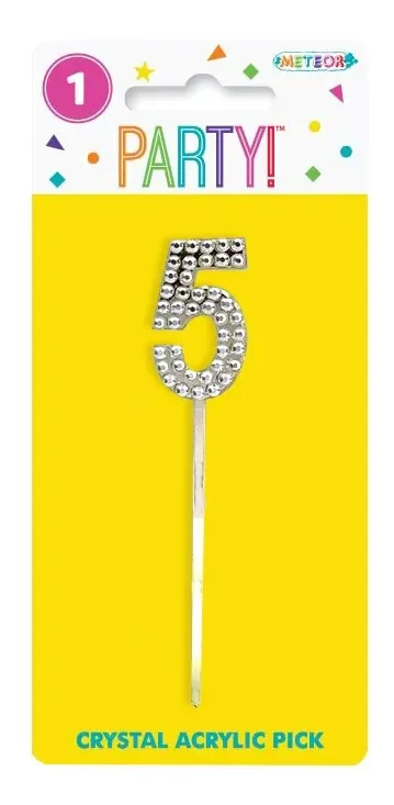 Crystal Acrylic Numeral Pick 9.8cm - 5