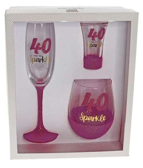 40 Sparkle Fuchsia Glassware Gift Set*