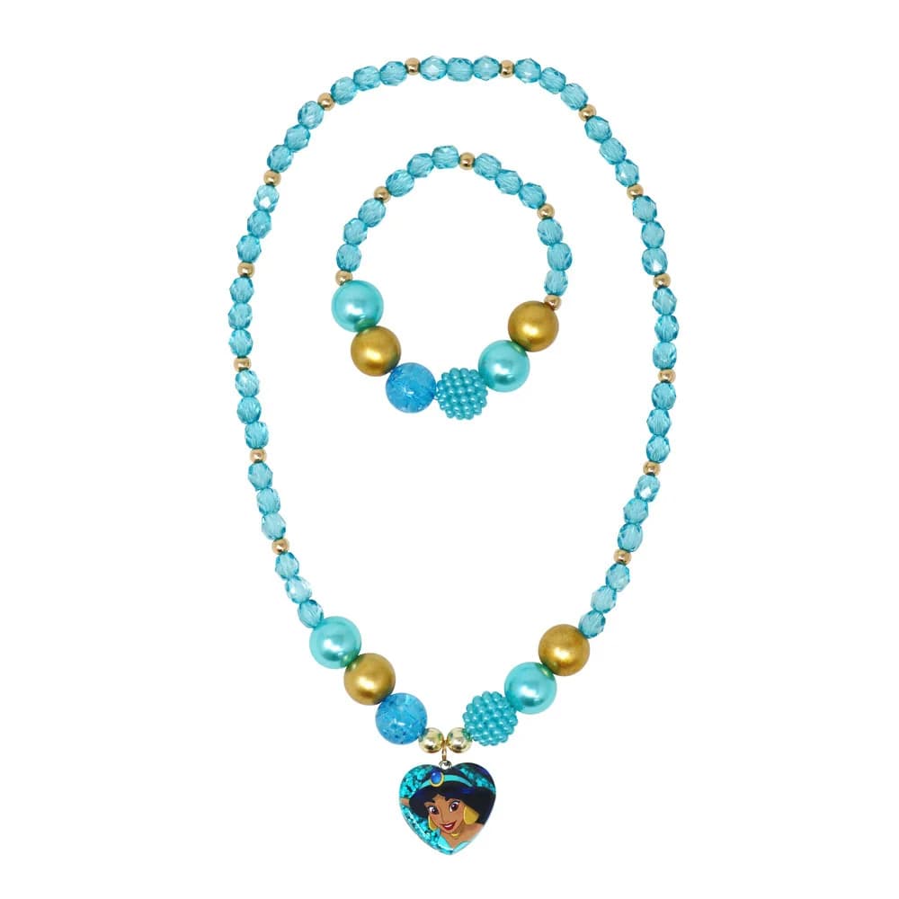 Disney Princess Jasmine Pendant Stretch Beaded Necklace & Bracelet