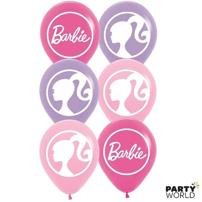30cm Barbie Printed Latex Balloons - Pk 6