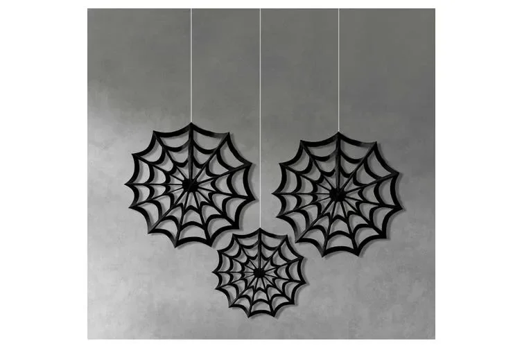 Halloween Cobweb Paper Fan Hanging Decorations - Pk 3