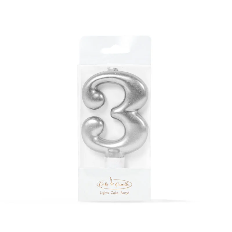 SILVER Candle - NUMBER 3*