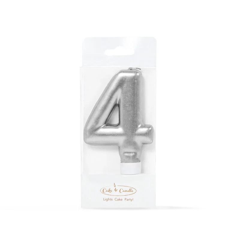 SILVER Candle - NUMBER 4*