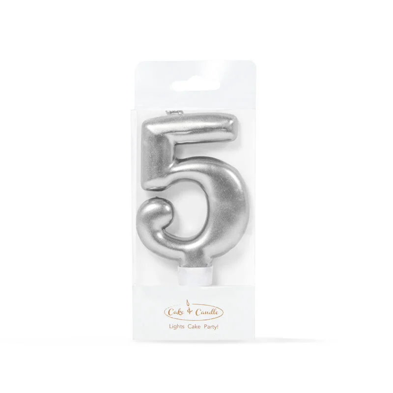 SILVER Candle - NUMBER 5*
