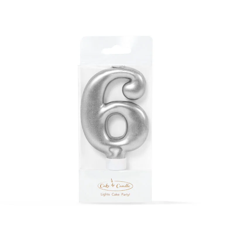 SILVER Candle - NUMBER 6*