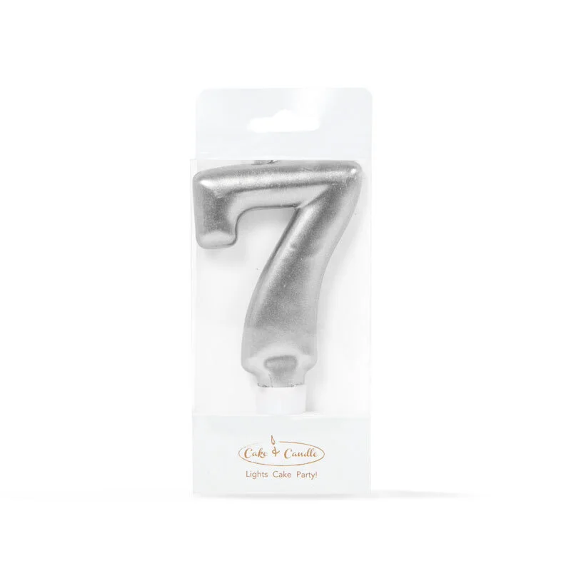 Silver Candle - Number 7 (8cm)