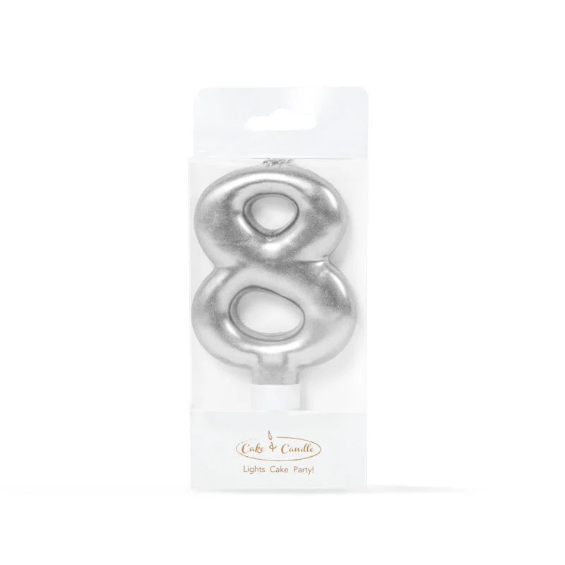 SILVER Candle - NUMBER 8*