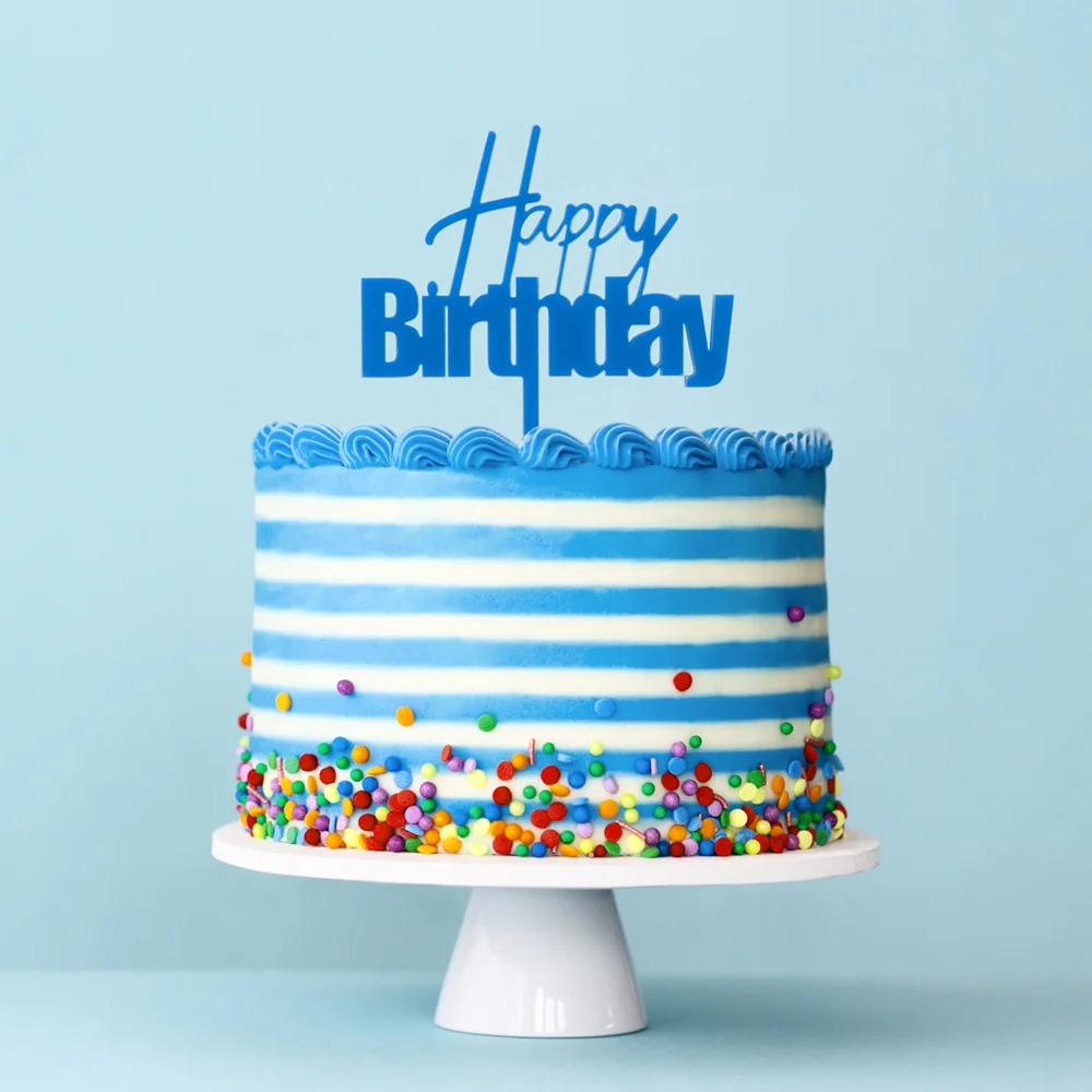 FUN Blue Happy Birthday Cake Topper*