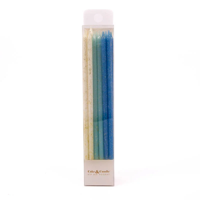 BLUE Glitter Cake Candles (Pack of 12)*