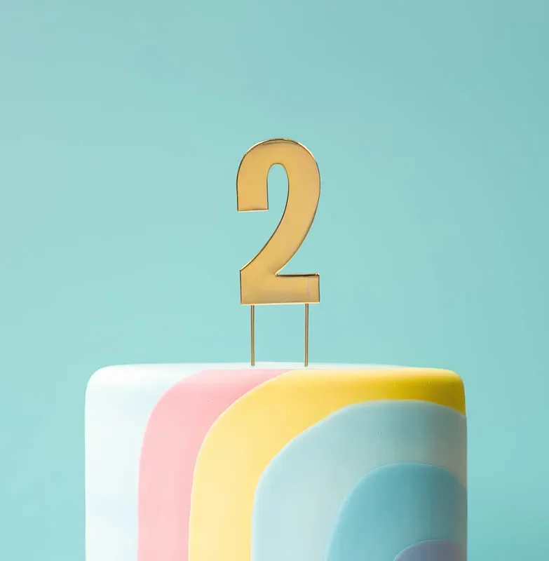BOLD Cake Topper - GOLD NUMBER 2*
