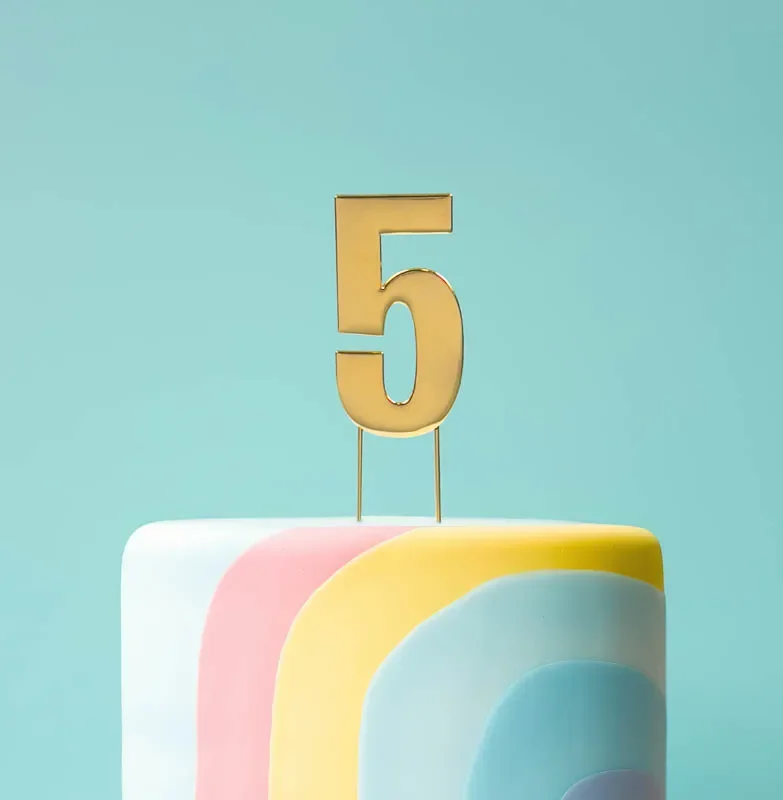 BOLD Cake Topper - GOLD NUMBER 5*