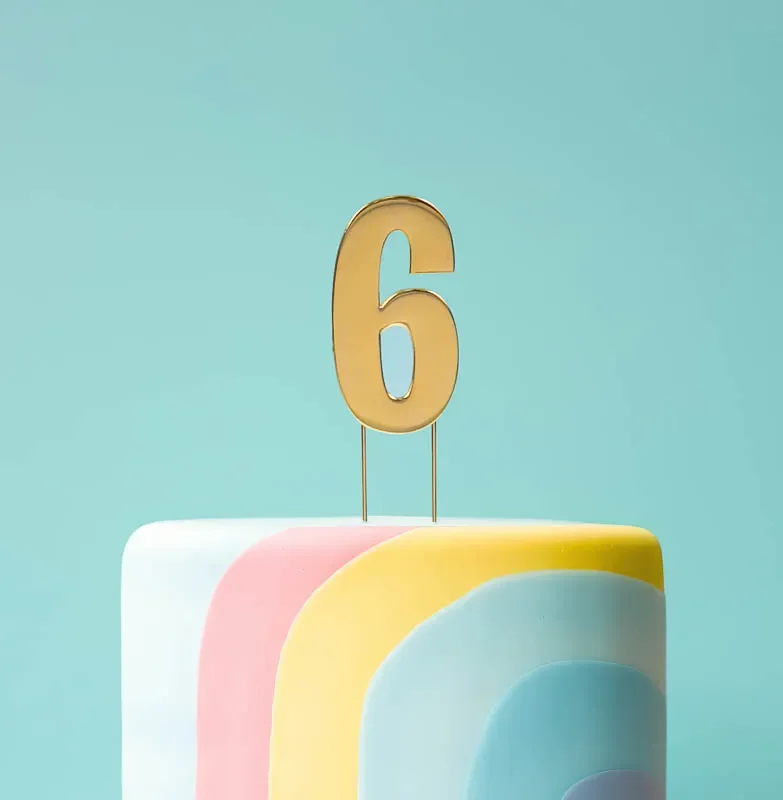 BOLD Cake Topper - GOLD NUMBER 6*
