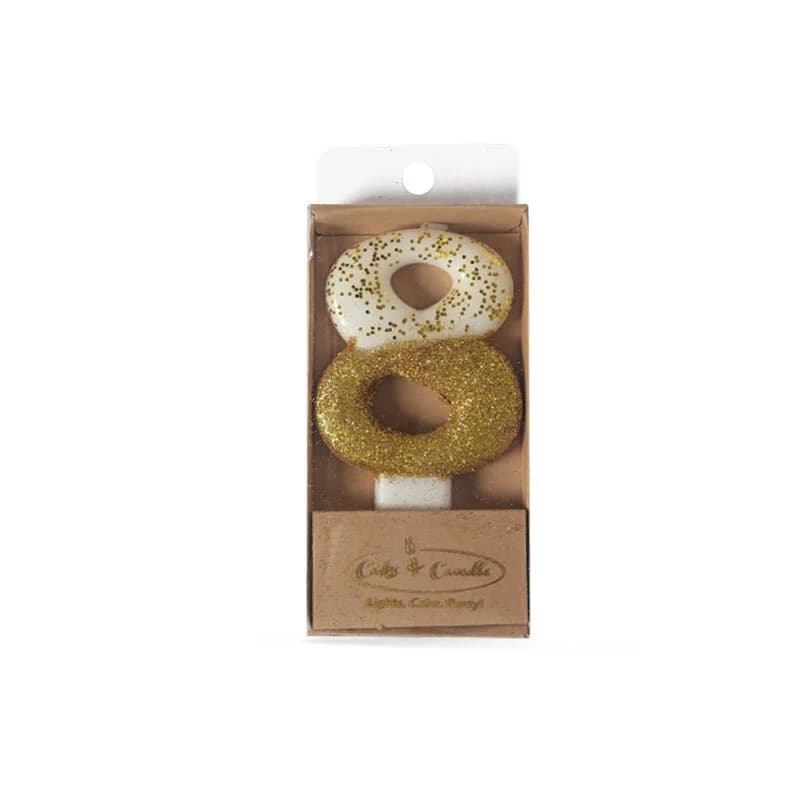 8cm GOLD Glitter Dipped Candle - NUMBER 8*