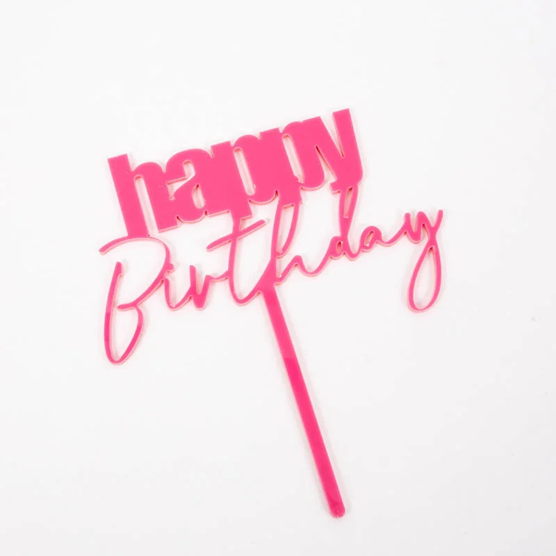 CURSIVE Pink Happy Birthday Cake Topper*
