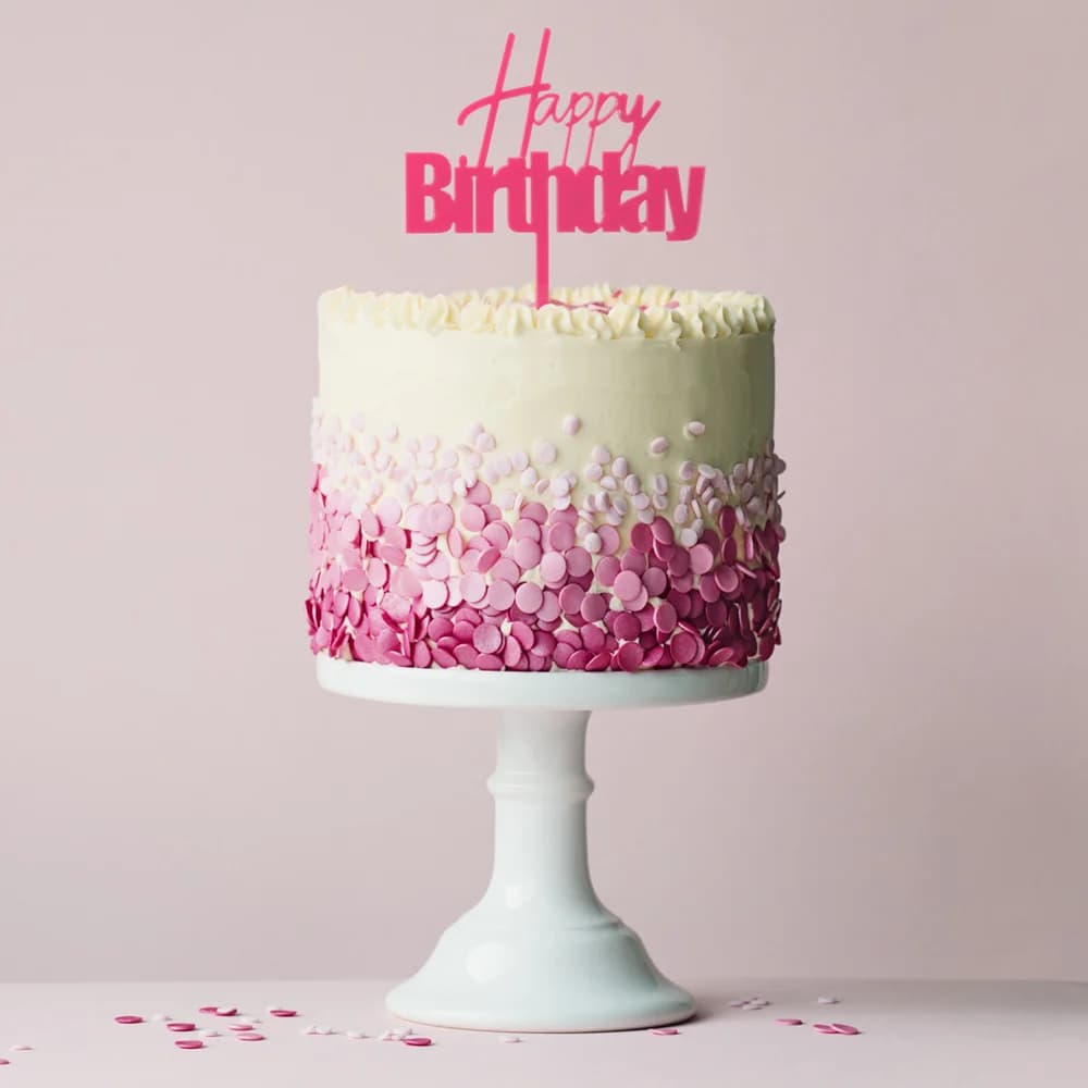 FUN Pink Happy Birthday Cake Topper*