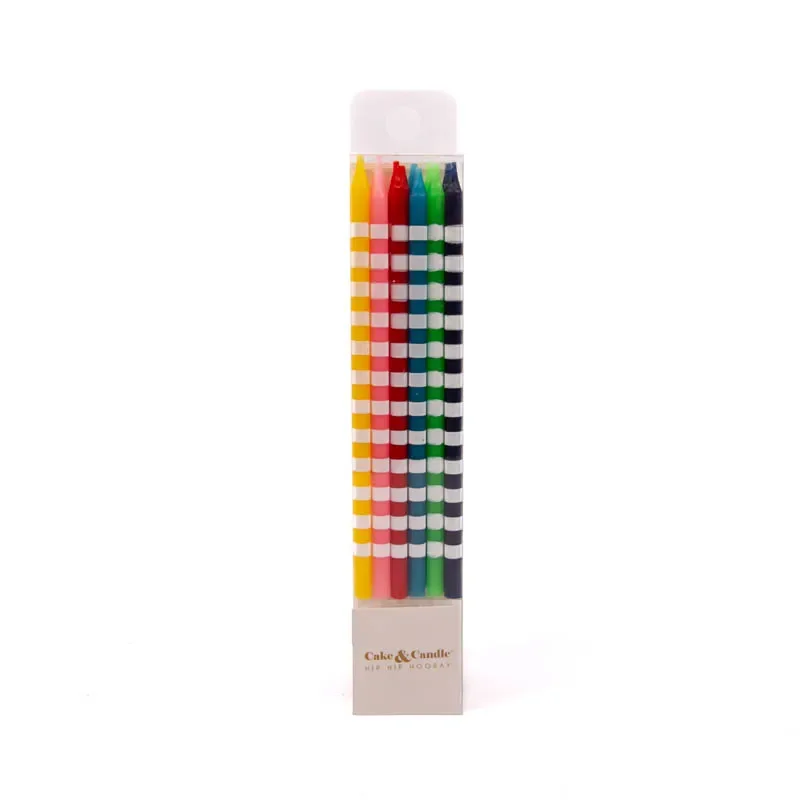BRIGHT STRIPED Cake Candles (Pack of 12)*