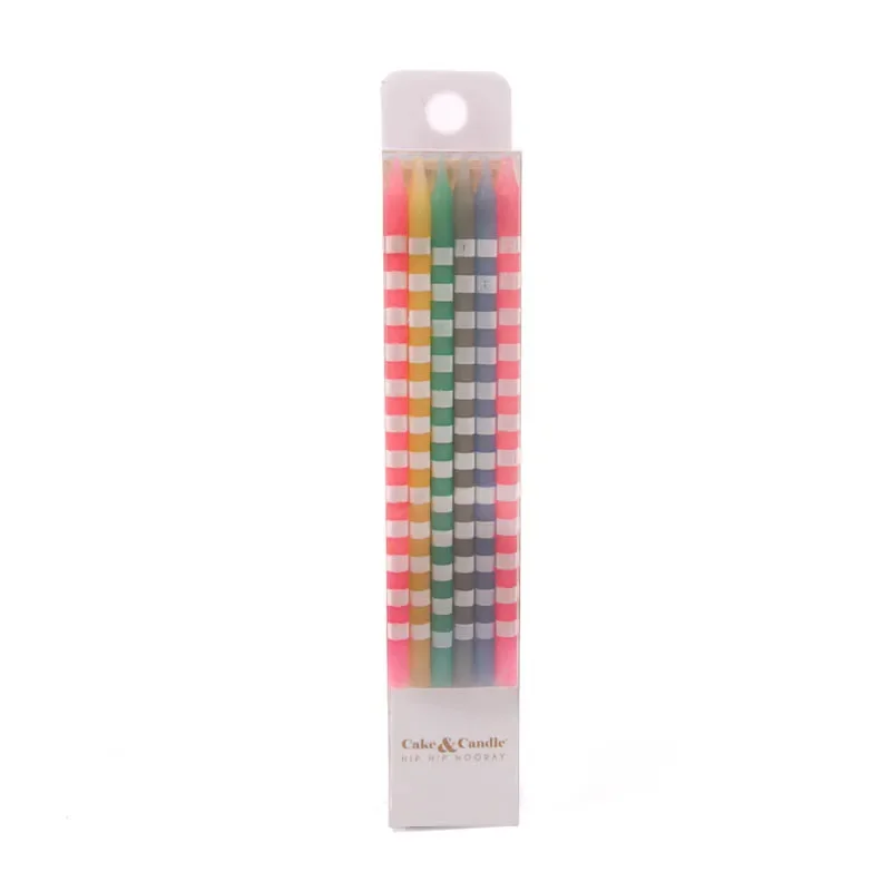 PASTEL STRIPED Cake Candles (Pack of 12)*