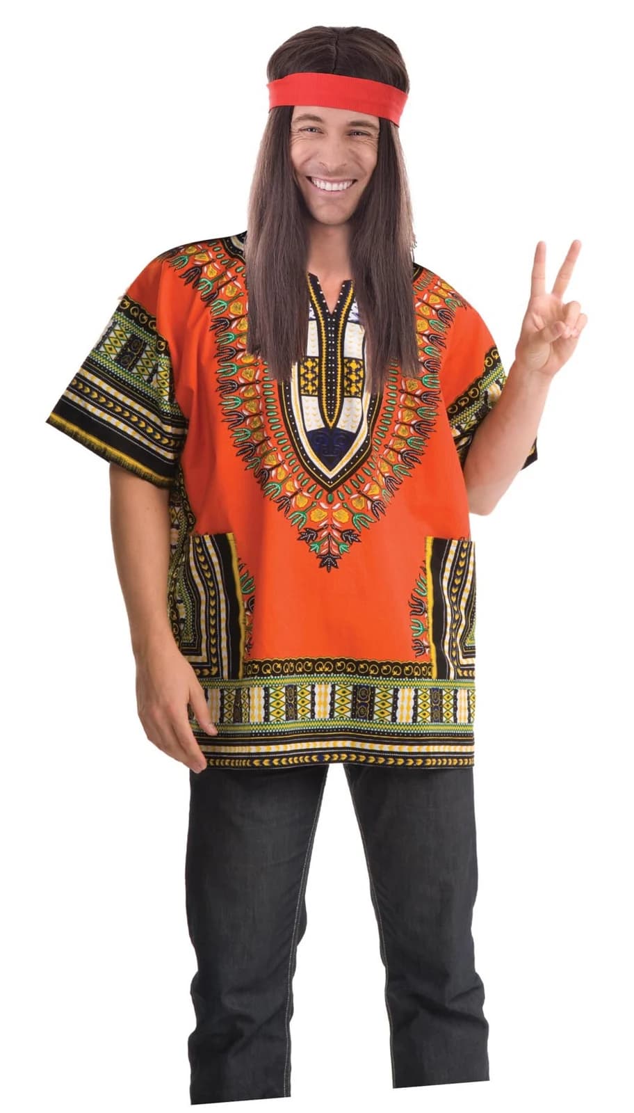 Adults Orange Dashiki Hippie Shirt