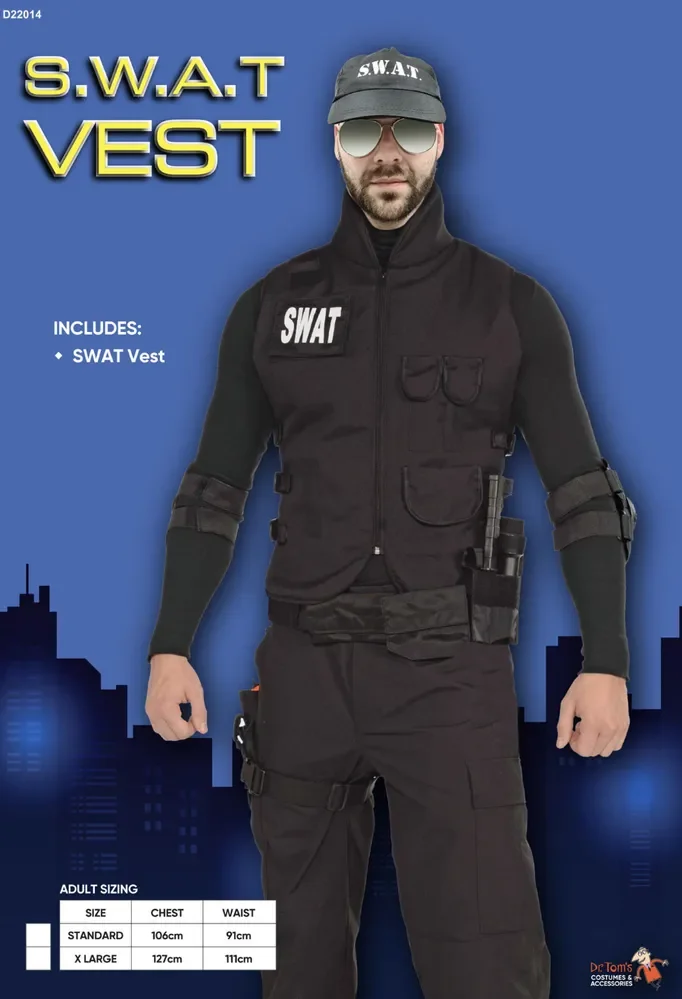 Adults SWAT Vest Costume - Black (Tactical Vest)
