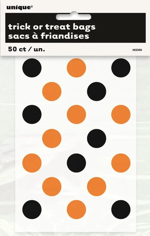 Orange & Black Dot Treat Bags - Pk 50