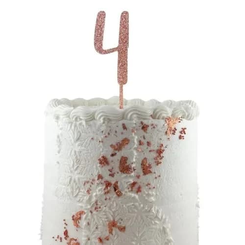 No.4 Rose Gold Glitter Cake Topper