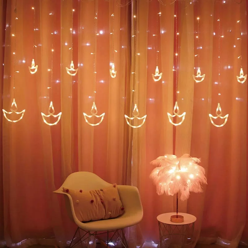 Diwali Diya LED Curtain Lights 3m