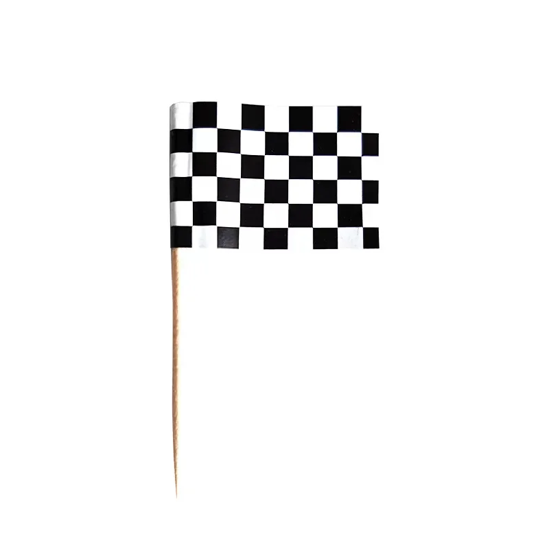 Black & White Check Flag Picks - Pk 24