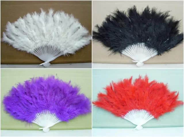 Red Feather Hand Fan