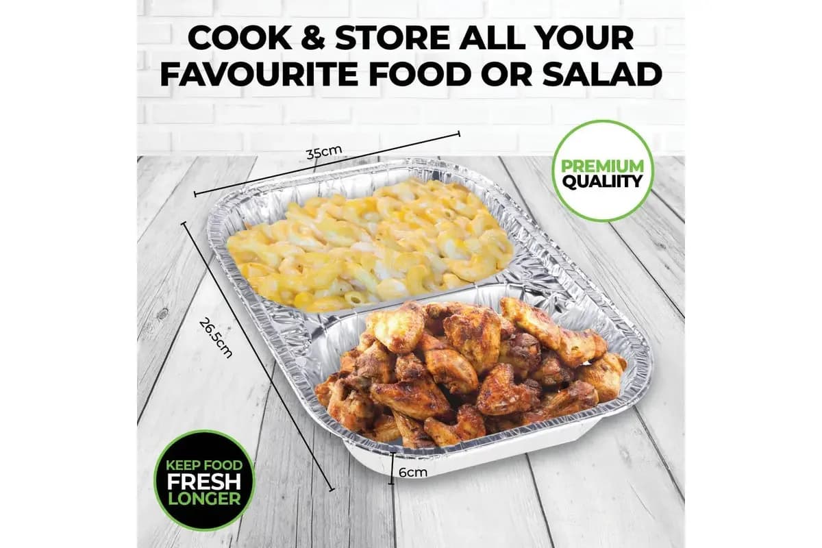 Foil BBQ Double Compartment Tray (35x26.5x6cm)*