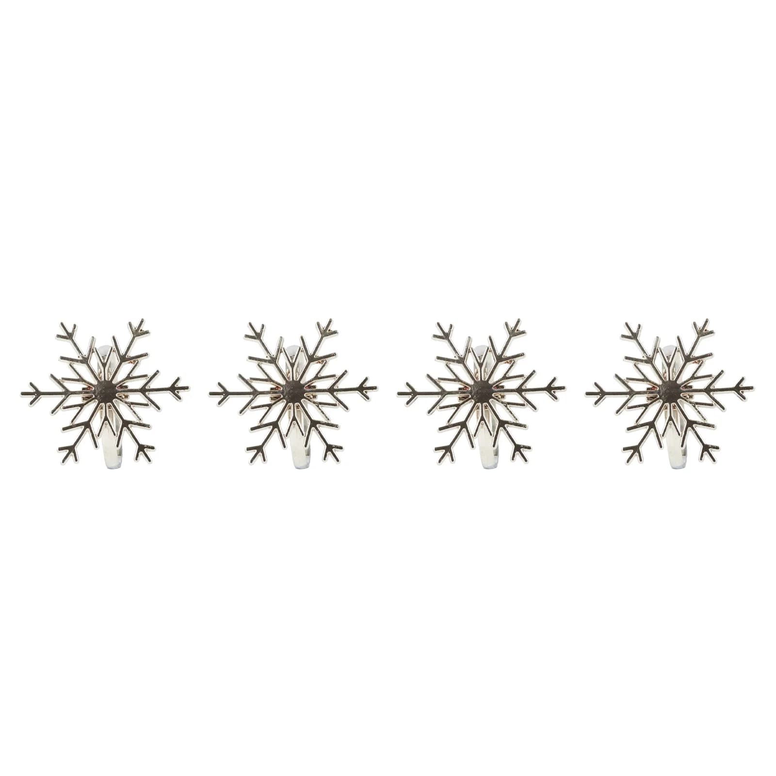 Silver Metal Snowflake Napkin Rings - Pk 4