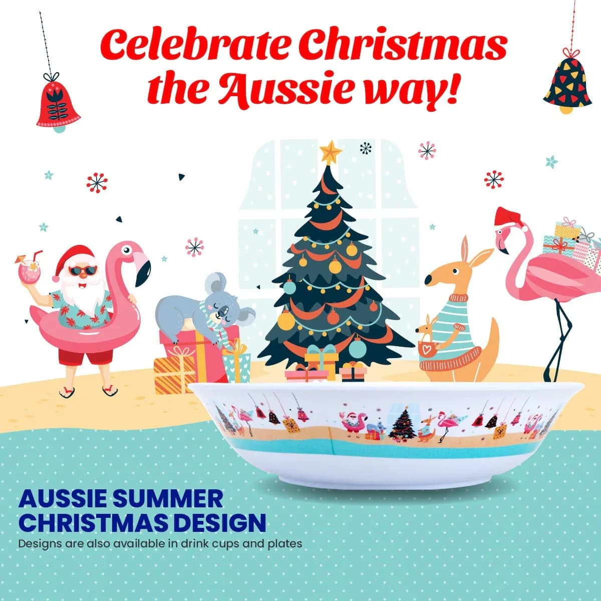 Christmas Summer Melamine Bowl (30x8cm)