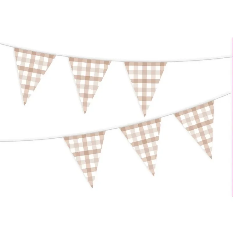 White Sand Gingham Paper Bunting (3.9M)