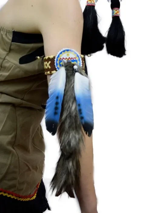 Blue Feather Indian Armbands Accessory - Pk 2