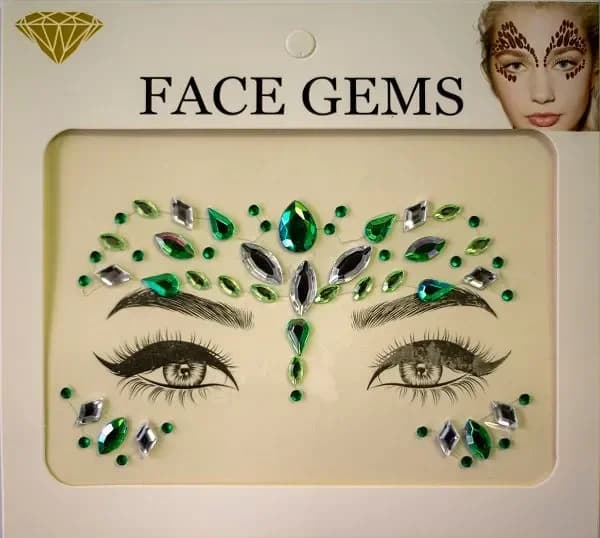 Peacock Green Face Jewels