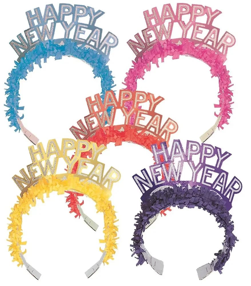 Happy New Year Fringed Tiara (Asst. Colours)