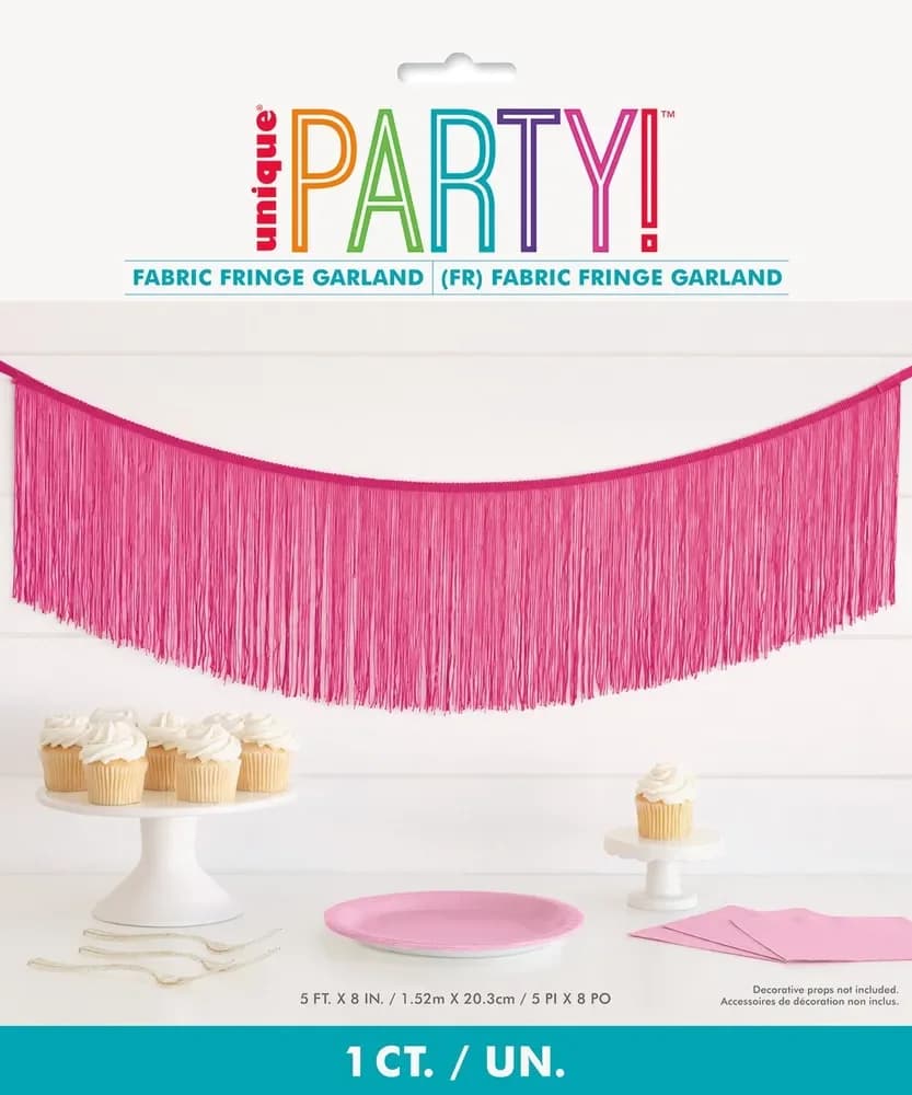 Pink Fabric Fringed Garland (152cm)