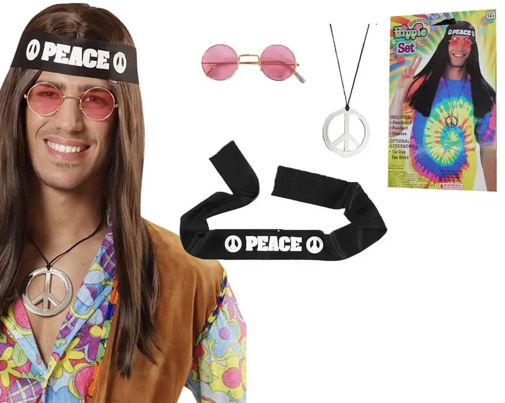 60s Hippie Costume Accessories Kit - Pk 3