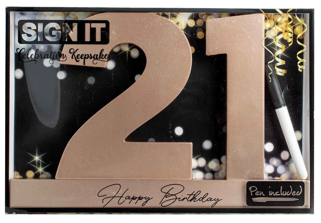 21 Birthday Rose Gold Signature Block (34x23x3cm)