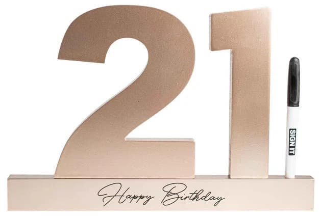21 Birthday Rose Gold Signature Block (34x23x3cm)