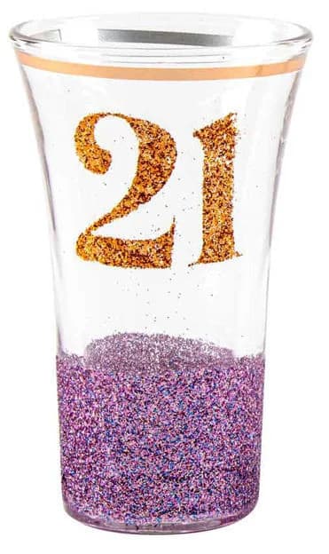 Purple/Gold 21 Glitterati Shot Glass (9cm)