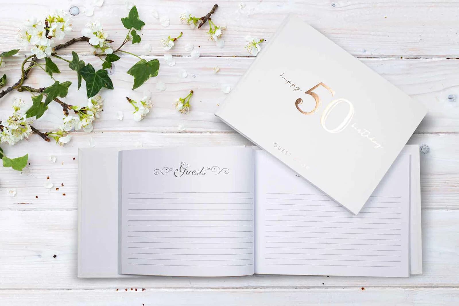 Rose Gold/White 50th Birthday Guest Book