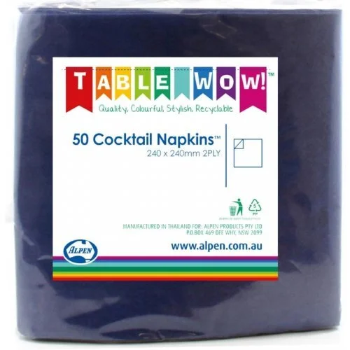Dark Blue Cocktail Napkins (25cm) - Pk 50