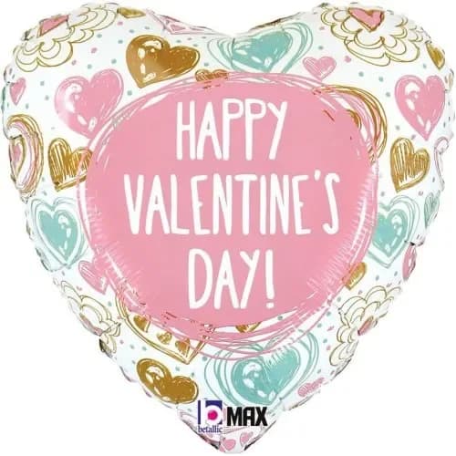 18" Valentine Doodles Foil Balloon