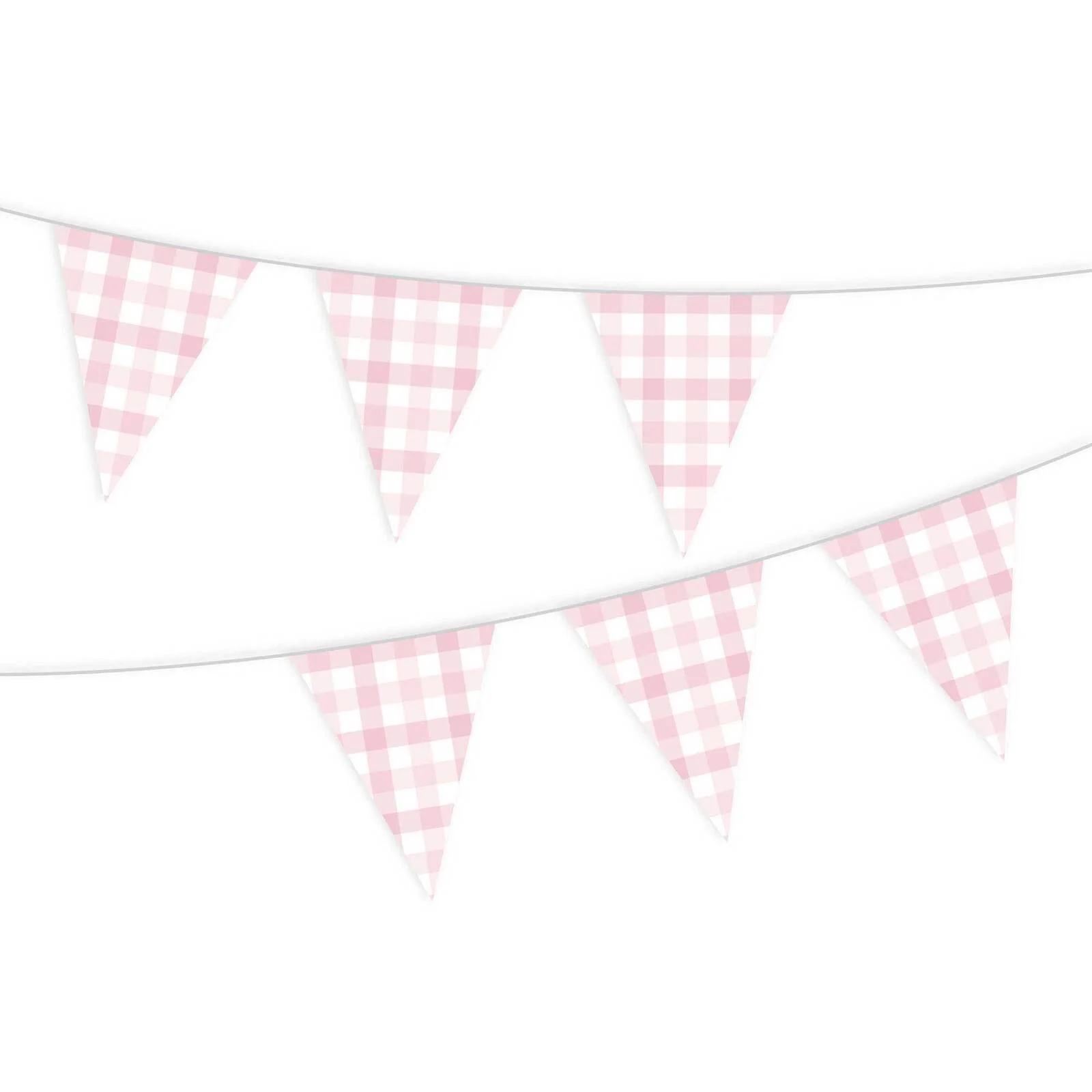 Gingham Paper Bunting FSC Pastel Pink
