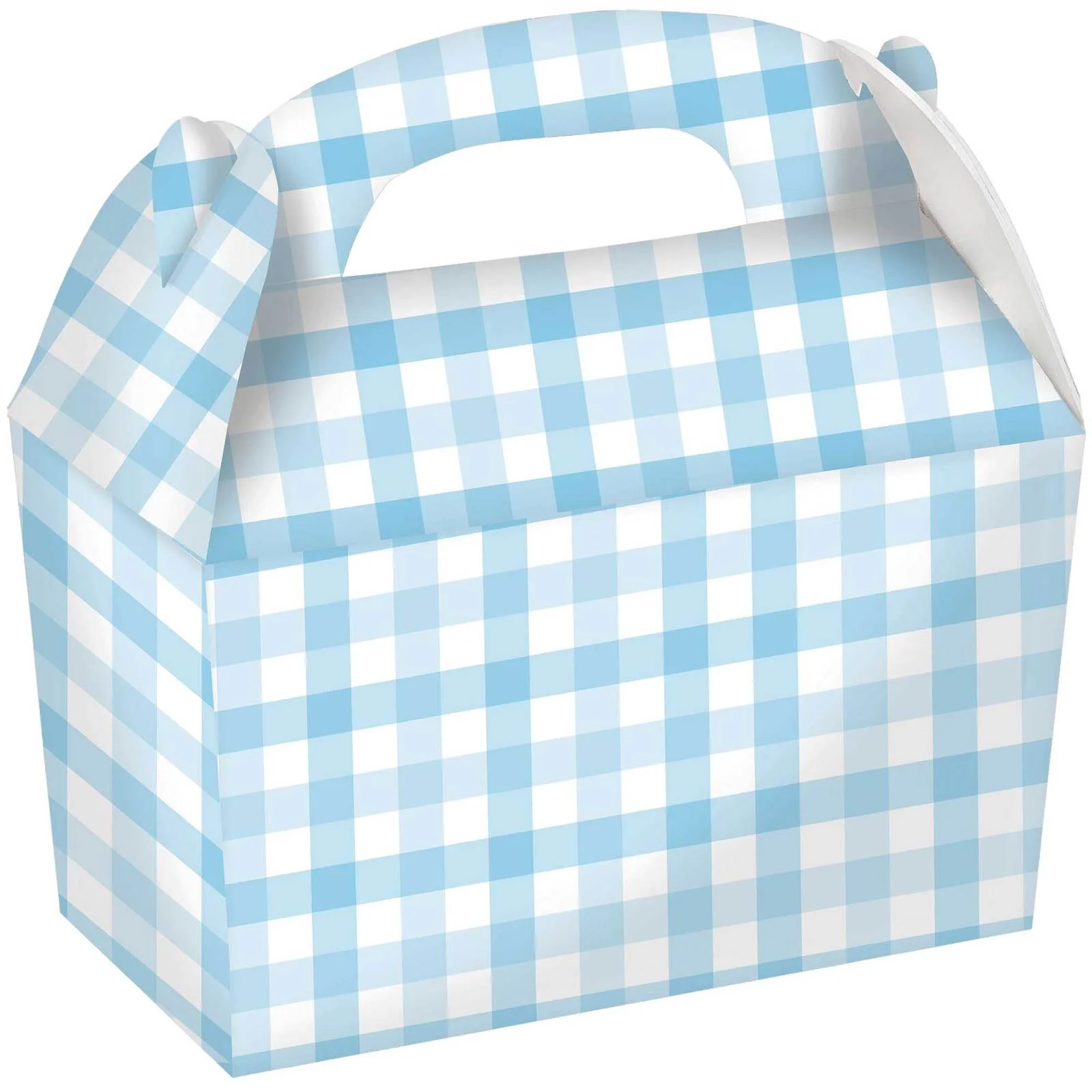 Gingham Paper Treat Box FSC Pastel Blue
