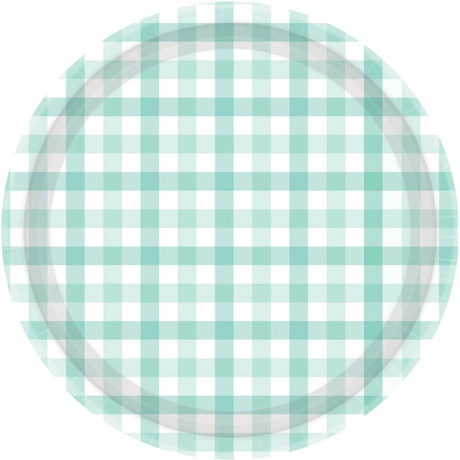 Gingham 23cm Paper Plate Pastel Mint FSC NPC 8Pk