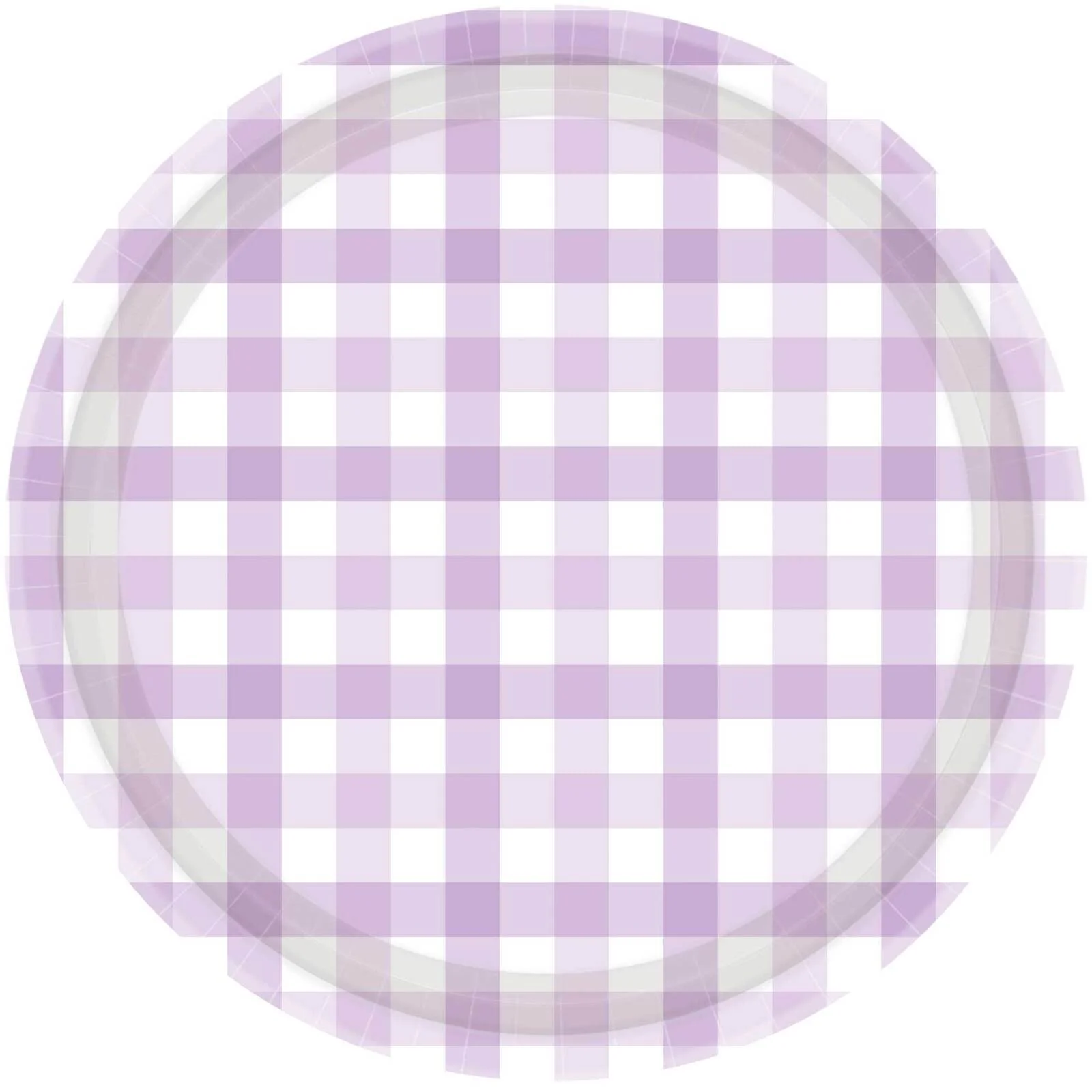 Gingham 17cm Paper Plate Pastel Purple FSC NPC 8Pk
