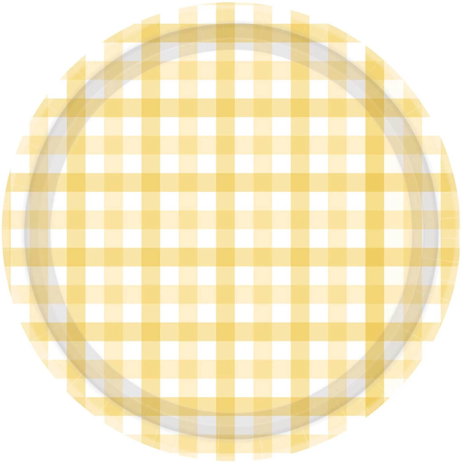 Gingham 23cm Paper Plate Pastel Yellow FSC NPC 8Pk